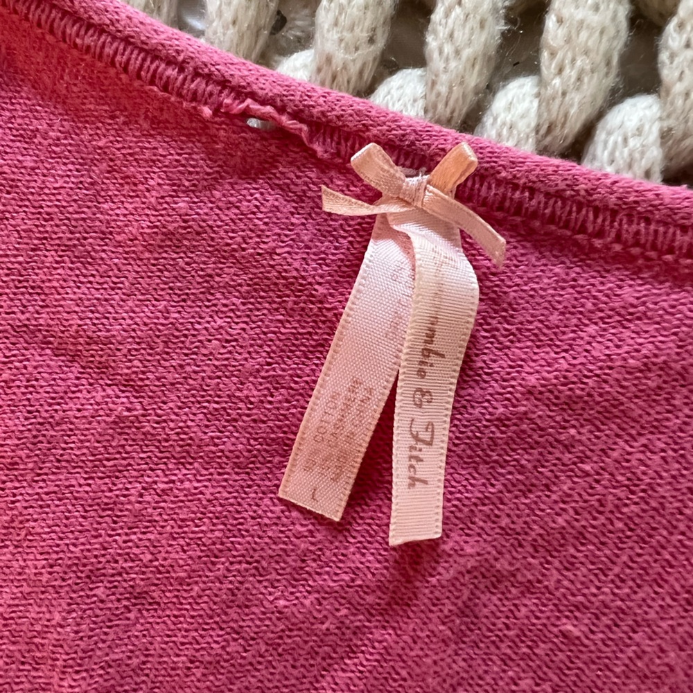 Vintage Y2K Abercrombie & Fitch! Pink crop tie ballerina style sweater size L - Picture 4 of 5